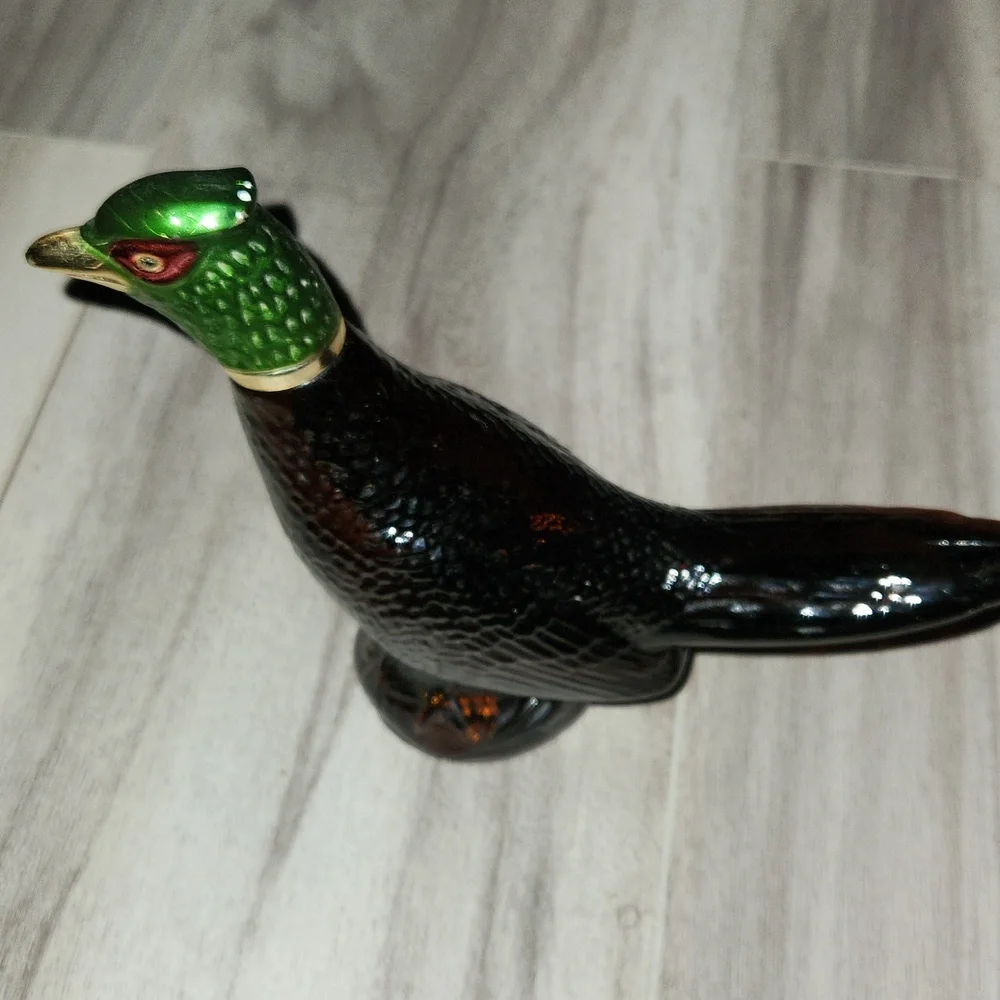 Vintage Glass Bird Figurines - Black and Green Avon Decanter